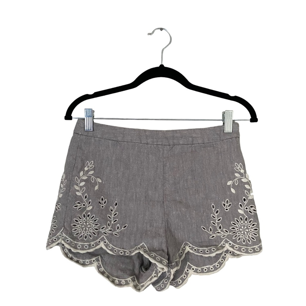 Free People Gray Embroidered Shorts